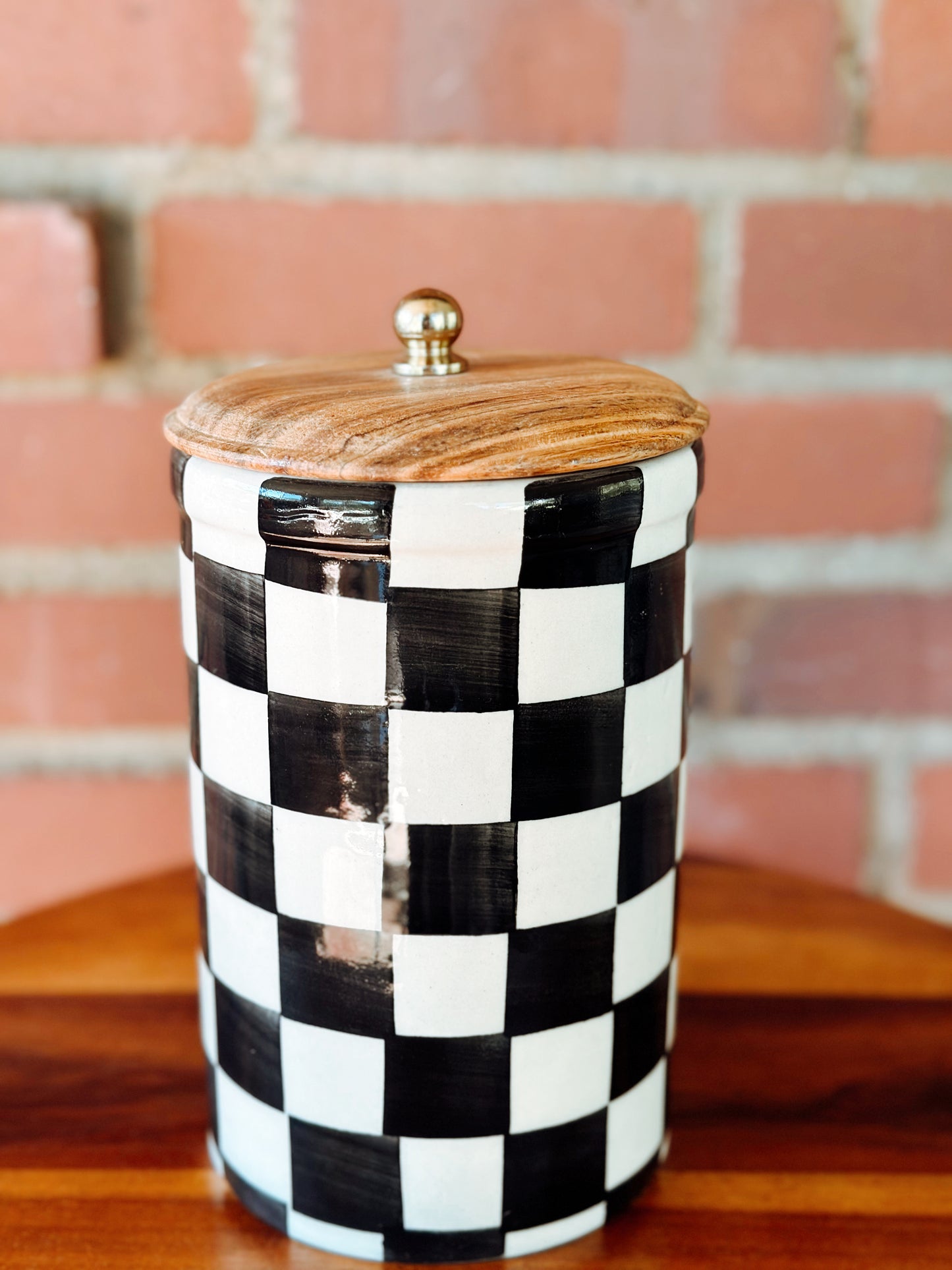 Ceramic Hand Painted Checkered Jar